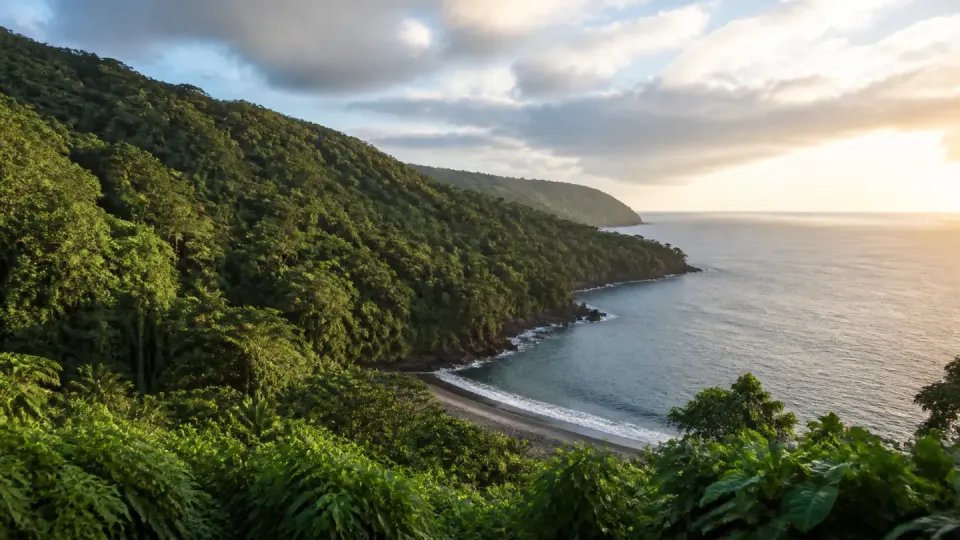 AI-generated travel scenery inspired by Equatorial Guinea