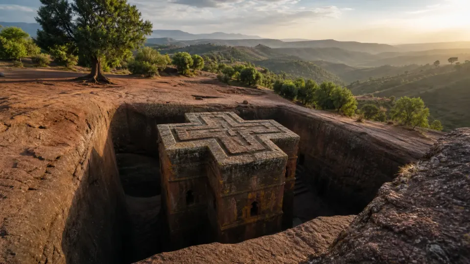 AI-generated travel scenery inspired by Ethiopia