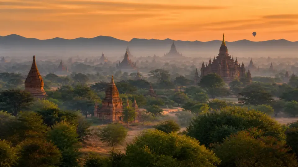 AI-generated travel scenery inspired by Myanmar