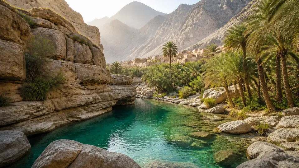 AI-generated travel scenery inspired by Oman