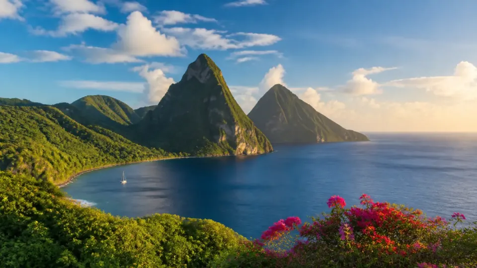 AI-generated travel scenery inspired by Saint Lucia