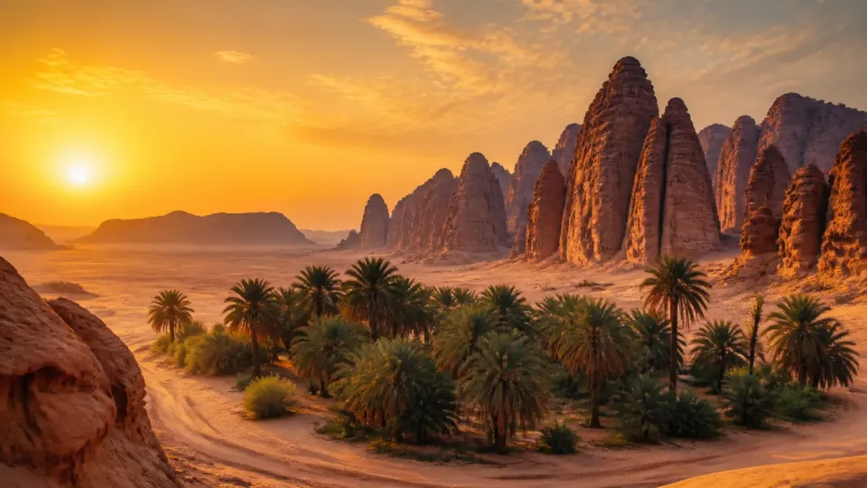 AI-generated travel scenery inspired by Saudi Arabia